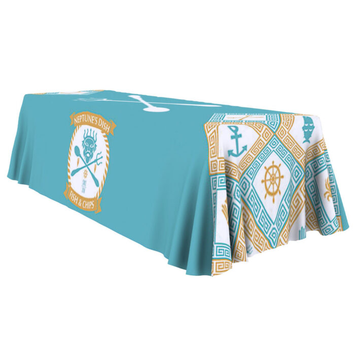 Full Color Custom Print 4-Sided Table Throw Available in 6ft and 8ft sizes