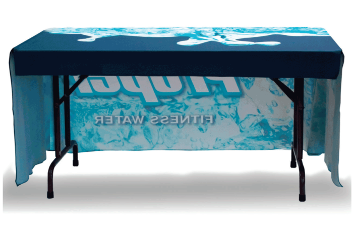 PMC Signs Premium Full Color Custom Print Table Throws Available in 4ft, 6ft, and 8ft sizes