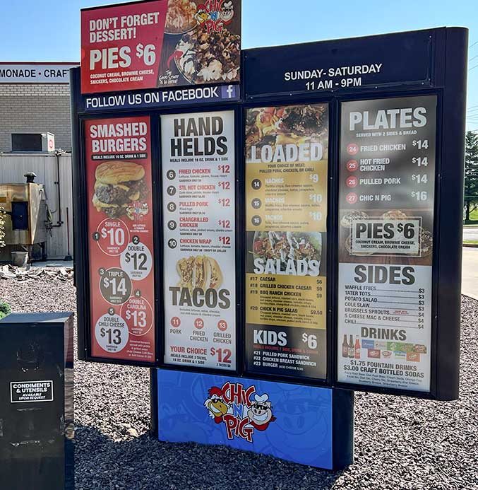 Lighted and non-lighted menu board signs from PMC Signs